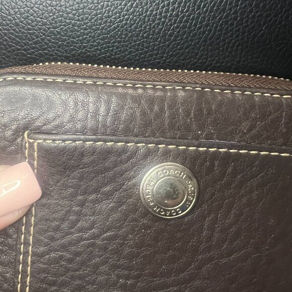 Coach Brown Pebbled Leather Wallet - Picture 2 of 14